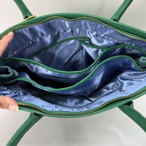Joy & Iman Kelly Green Leather‎ Tote Bag Structured Satchel Purse Business Chic - Picture 16 of 16